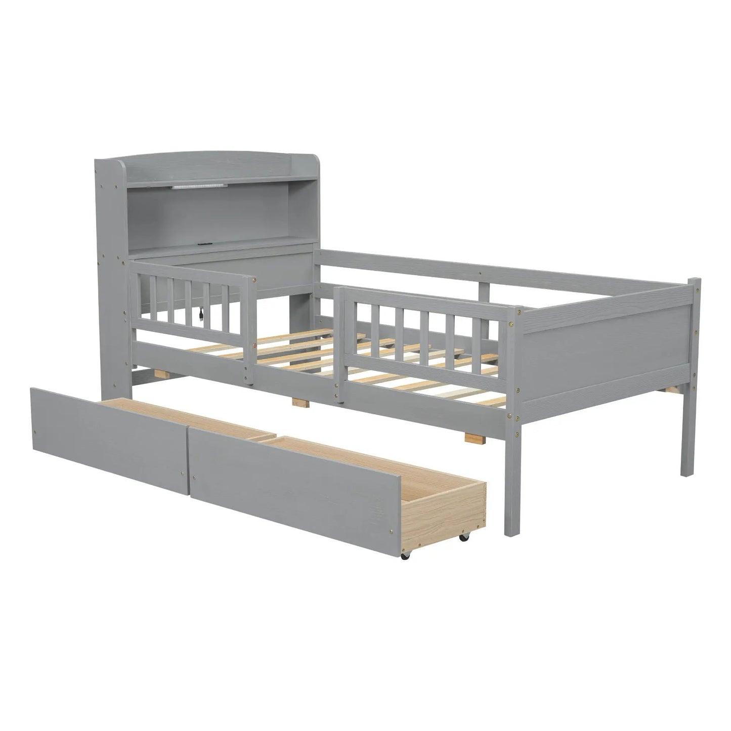 Platform Bed with LED Light and 2 Drawers