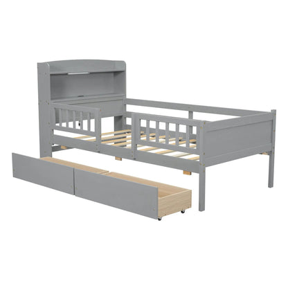Platform Bed with LED Light and 2 Drawers