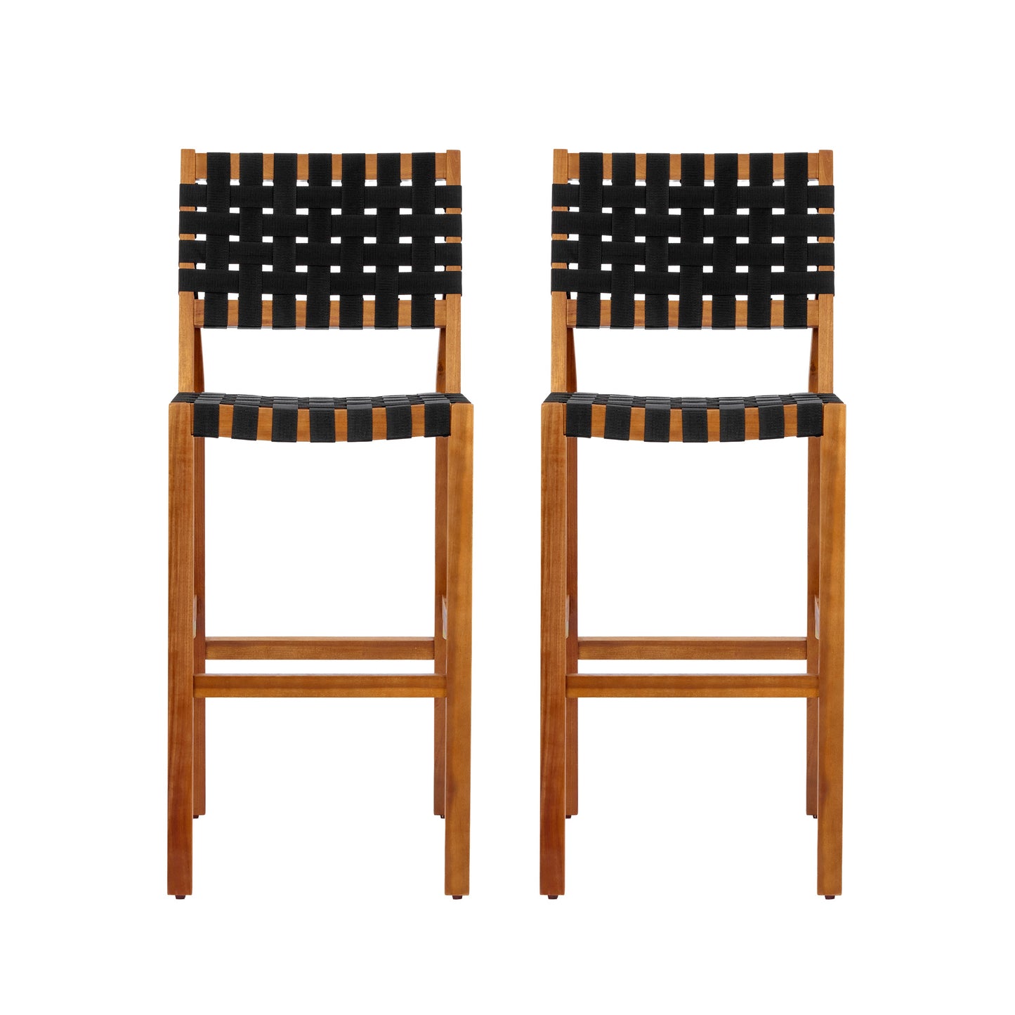 Acacia Wood Outdoor Side Chair and Woven Seat