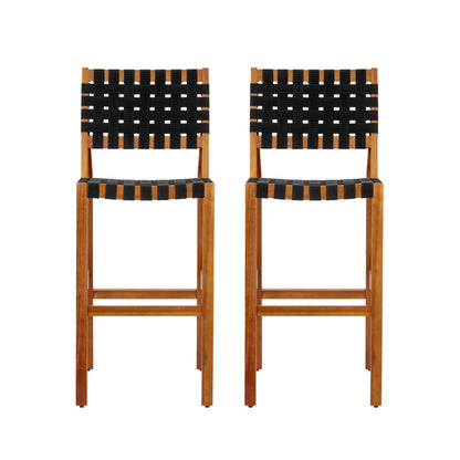 Acacia Wood Outdoor Side Chair and Woven Seat