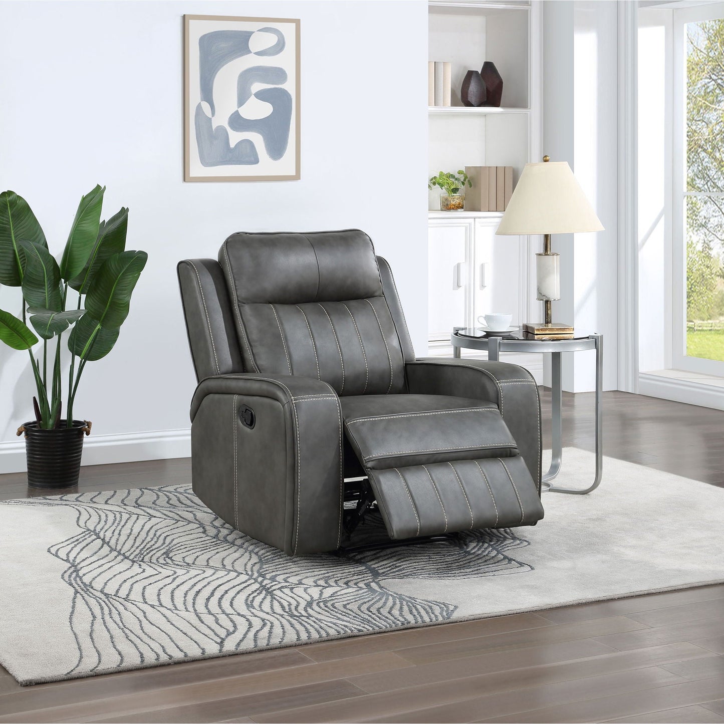 Forrest Gray Recliner Chair with Tufted Back