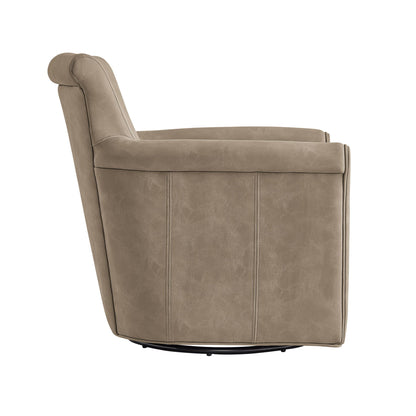 Westly Swivel Accent Chair beige taupe faux leather with 360-degree base by HouseOfZazla on Tampa Home & Garden Store