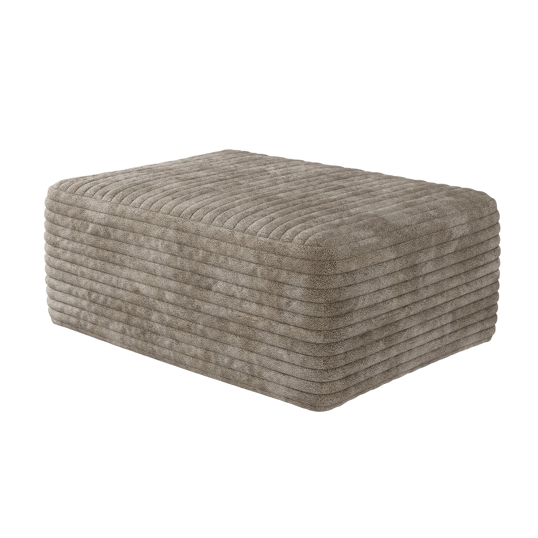 Sofa ottoman 37.40in taupe boucle fabric with ribbed cushion, no assembly required on Tampa Home & Garden Store