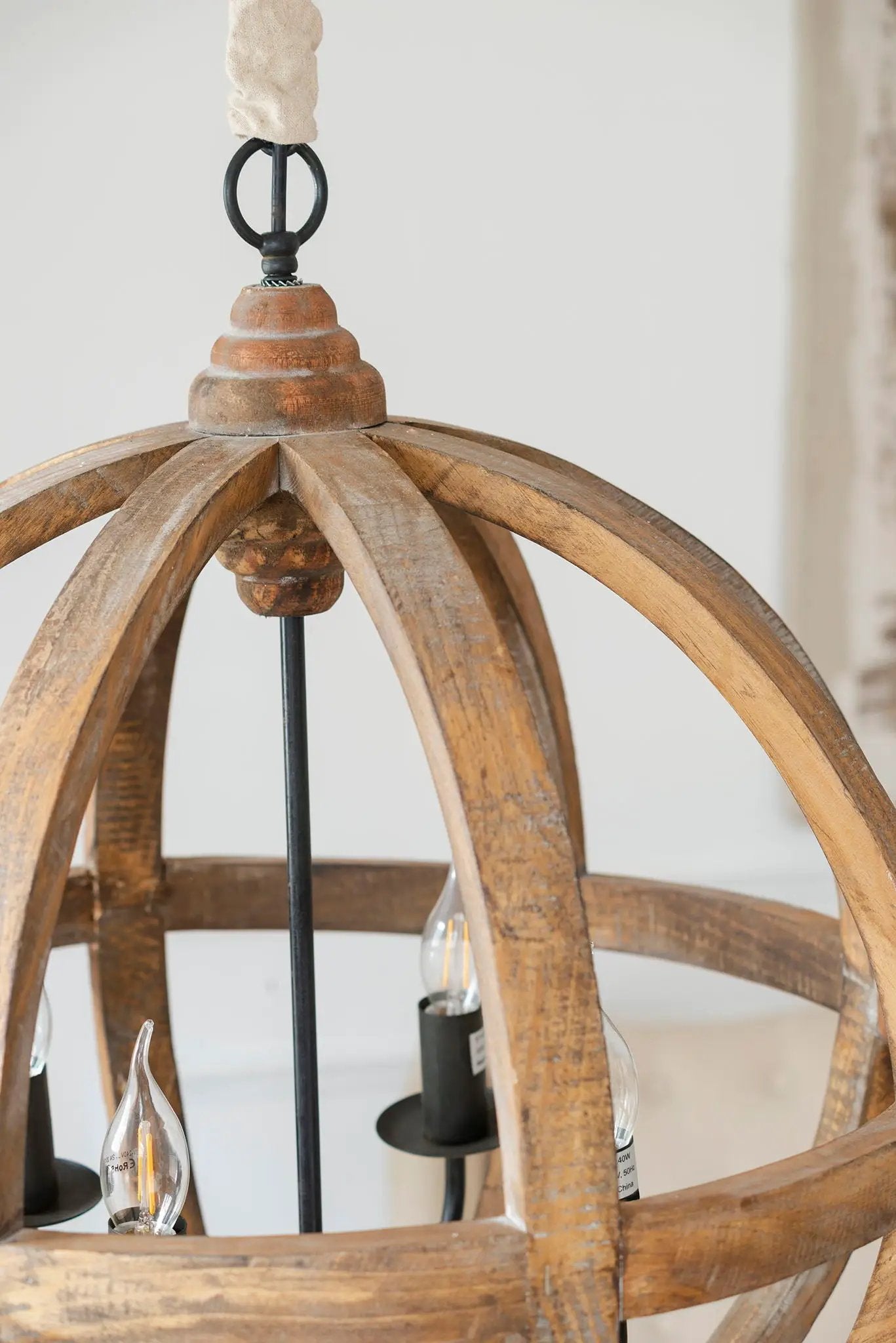 Wood Chandelier with Adjustable Chain for Kitchen