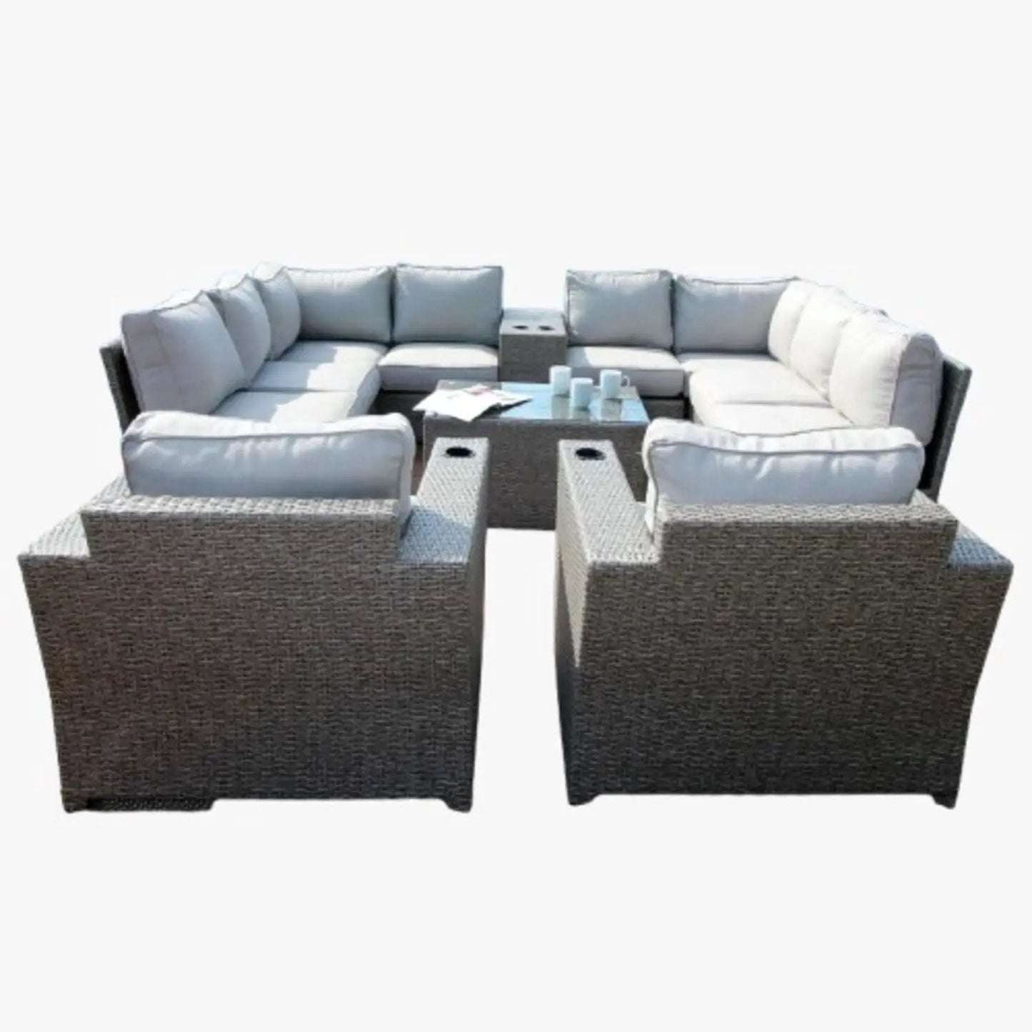 Outdoor Wicker Sectional with Weather Cushions
