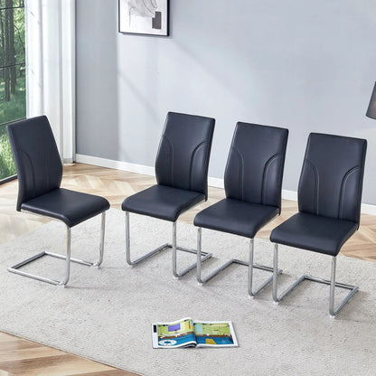 Dining chairs in black leatherette with backs and chrome legs by Unique Piece Furniture on Tampa Home & Garden Store