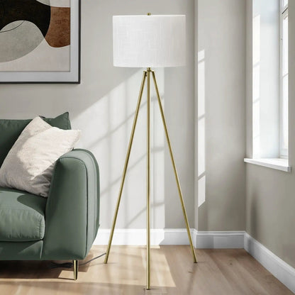 Contemporary Floor Lamp and Tripod Drum Shade