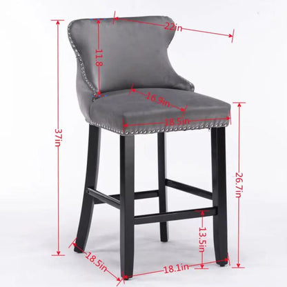 Contemporary Wing-Back Barstools with Tufting