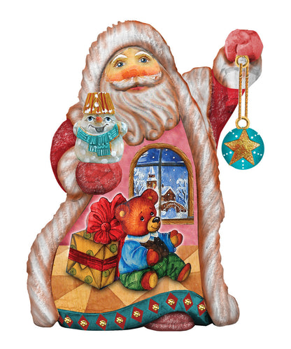 Teddy Santa sculpted Christmas figurine by G.DeBrekht with snowman and teddy bear scene on Tampa Home & Garden Store