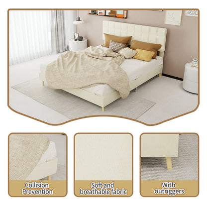 Modern Upholstered Bed Frame and Velvet Fabric