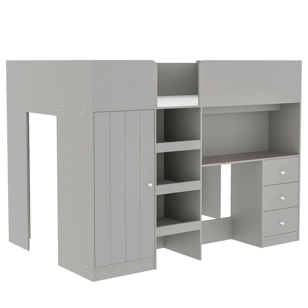Loft bed with built-in wardrobe, desk, shelves and drawers in gray by HouseOfZazla on Tampa Home & Garden Store