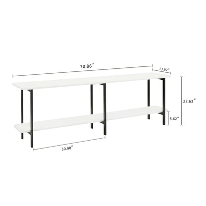 Celine 2-Shelf Console Table with white top and black metal frame durable construction on Tampa Home & Garden Store