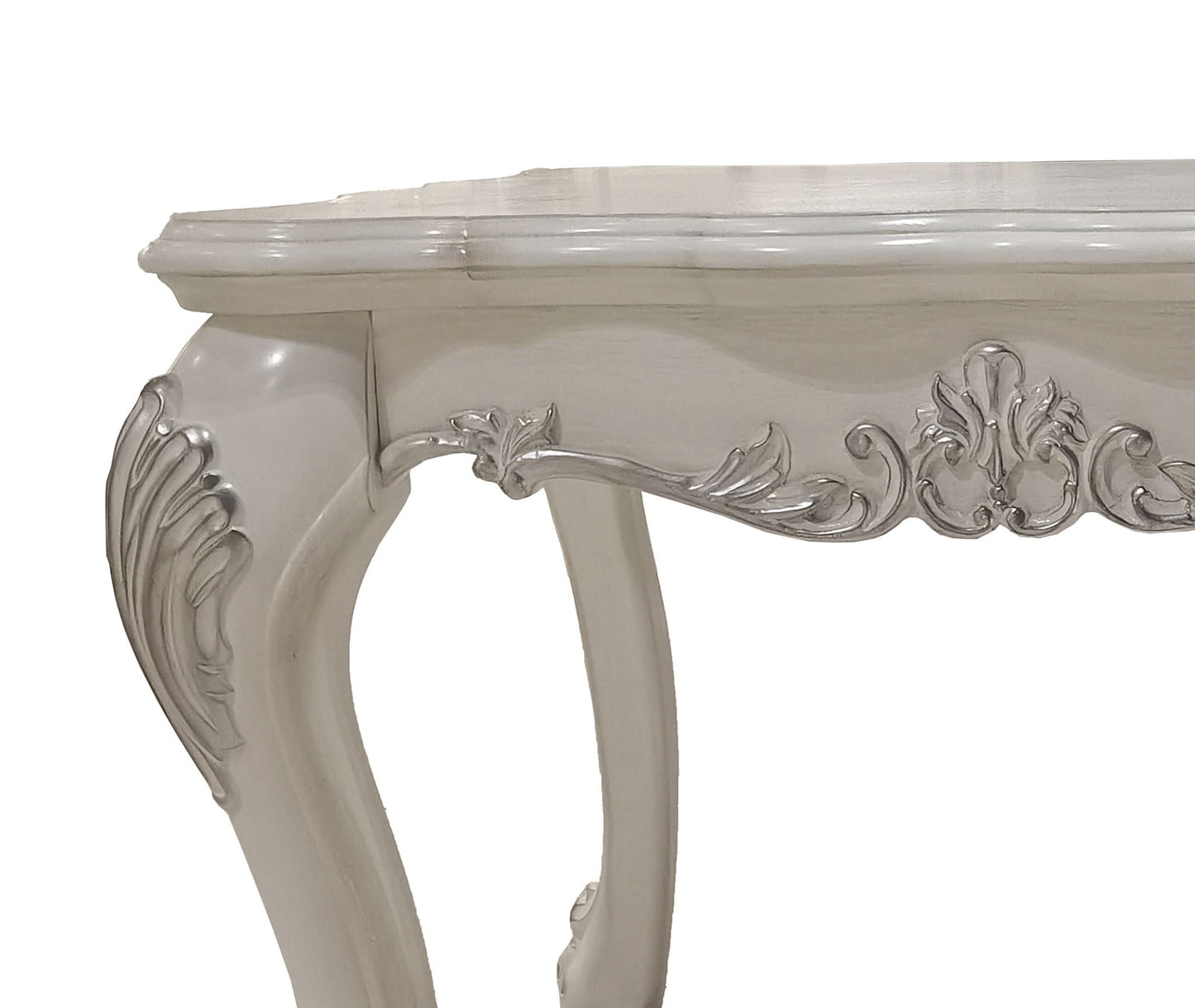 Dresden End Table bone white with ornate floral carved legs on Tampa Home & Garden Store