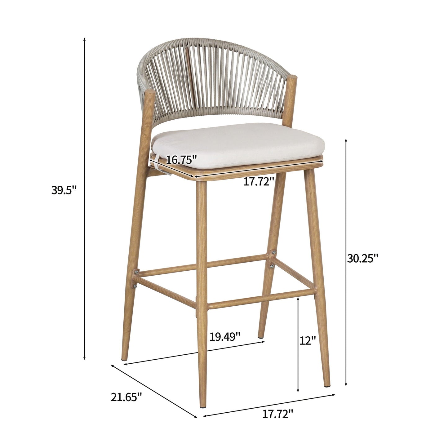 Outdoor Bar Stools With Scallop Cushion And Frame