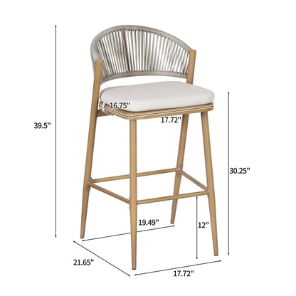 Outdoor Bar Stools With Scallop Cushion And Frame
