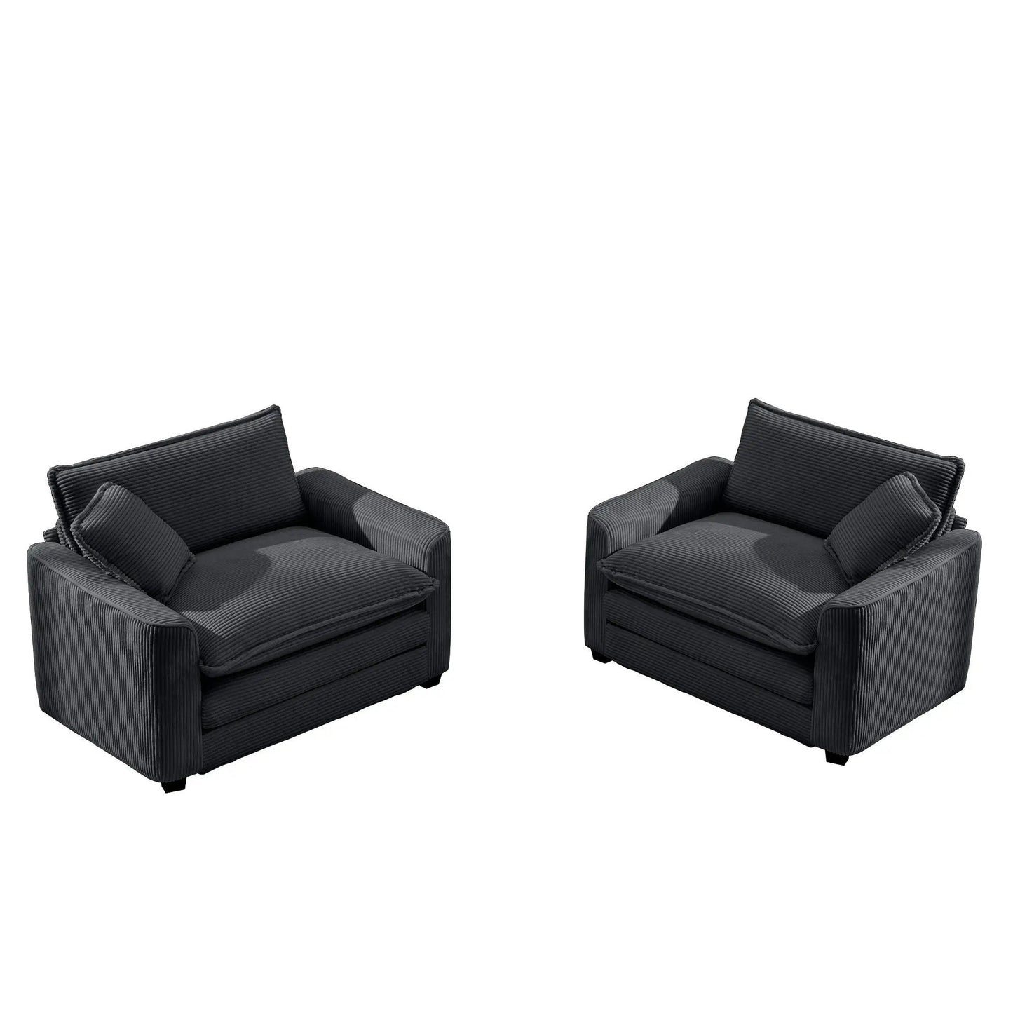 Modern Classic Fabric Arm Chairs with deep seats and pillows, black upholstery, 2-pack on Tampa Home & Garden Store