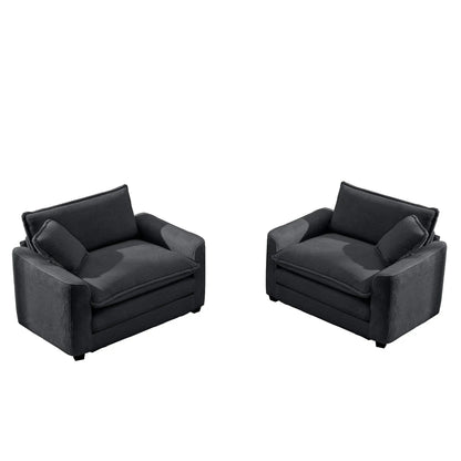 Modern Classic Fabric Arm Chairs with deep seats and pillows, black upholstery, 2-pack on Tampa Home & Garden Store