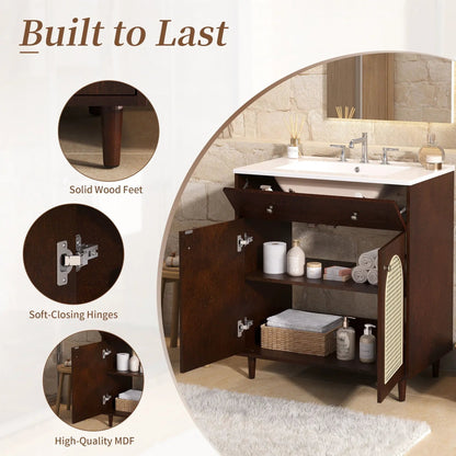 Modern Bathroom Vanity with Sink and Shelf