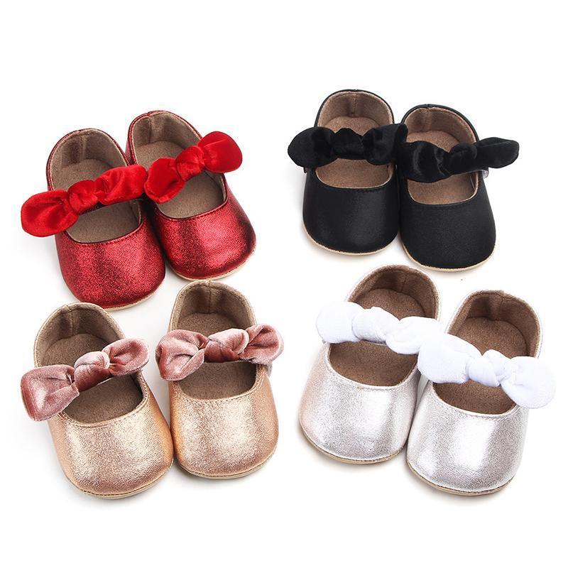 Baby shoes infant bowknot first walkers Stevvex, 5 color options, soft rubber sole on Tampa Home & Garden Store