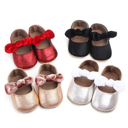 Baby shoes infant bowknot first walkers Stevvex, 5 color options, soft rubber sole on Tampa Home & Garden Store