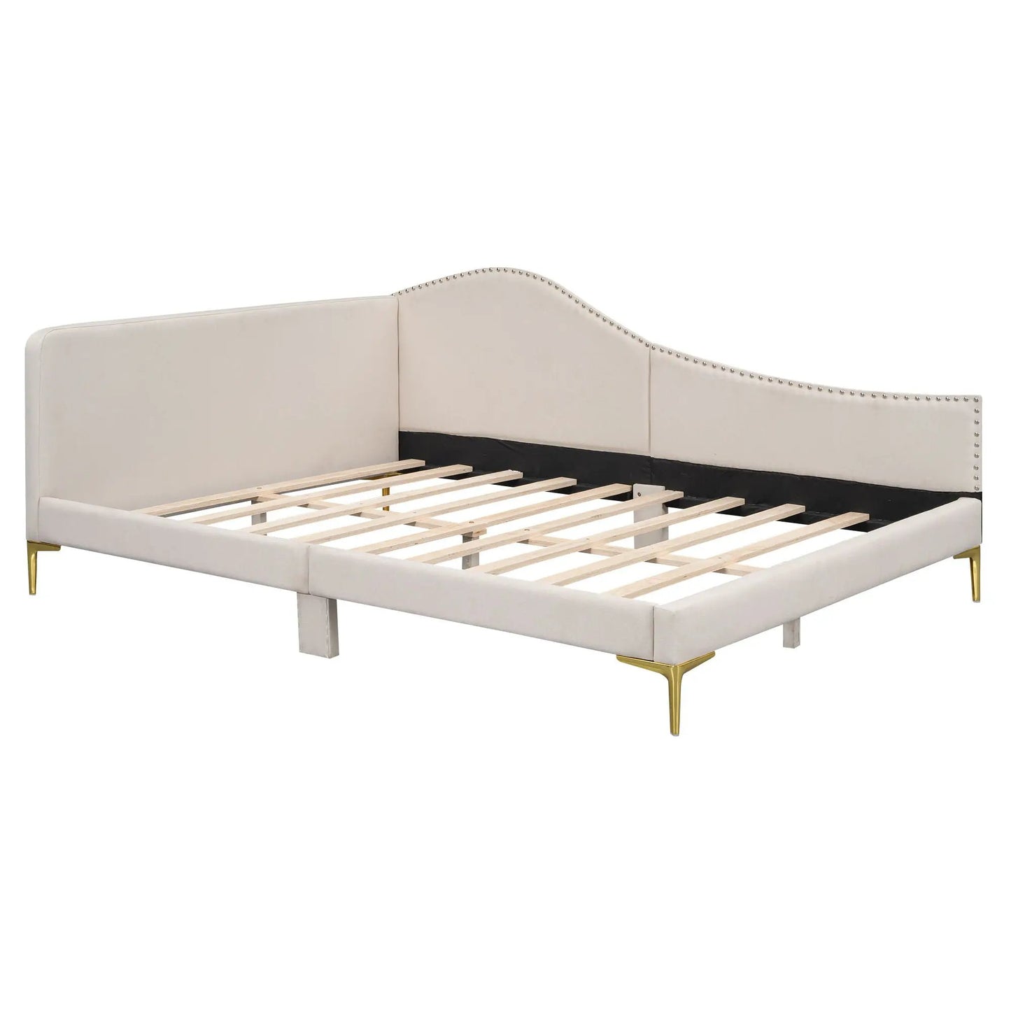 Upholstered Daybed with Headboard and Armrest