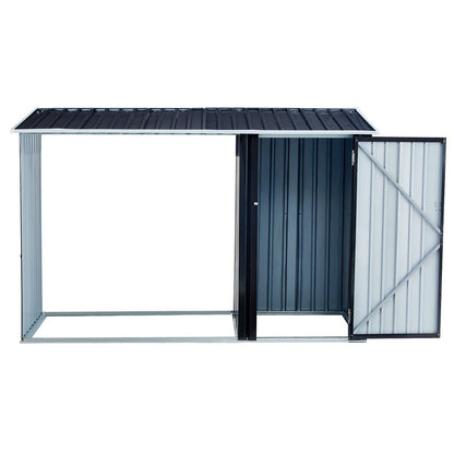 Outdoor Galvanized Firewood and Storage Shed