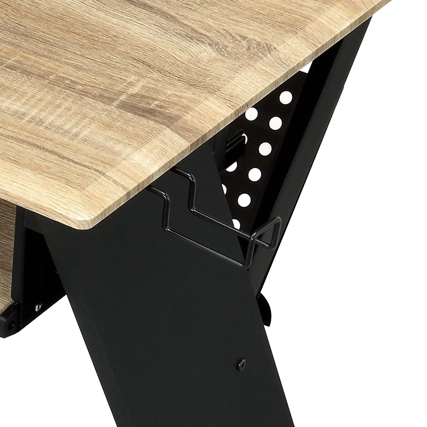 Eleazar music recording desk natural oak top with black steel frame Unique Piece Furniture on Tampa Home & Garden Store