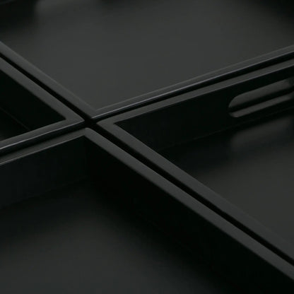 Avalon square coffee table storage ottoman frame in black metal with sleek rail detailing on Tampa Home & Garden Store