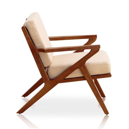 Martelle Accent Armchair by HouseOfZazla, beige fabric cushions, solid wood frame on Tampa Home & Garden Store