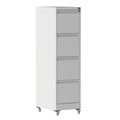 Metal vertical filing cabinet with locking drawers and wheels white body gray HouseOfZazla on Tampa Home & Garden Store