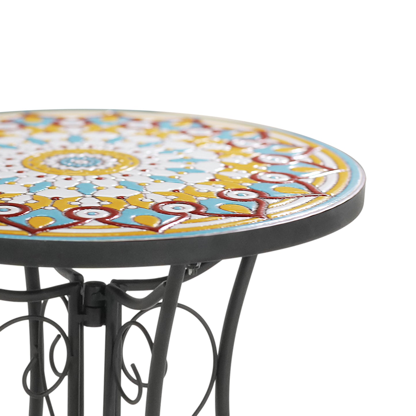 Colorful and Floral Ceramic Outdoor Side Table