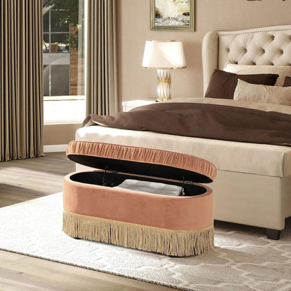 Serena Oval Storage Bench Ottoman With Lift Top