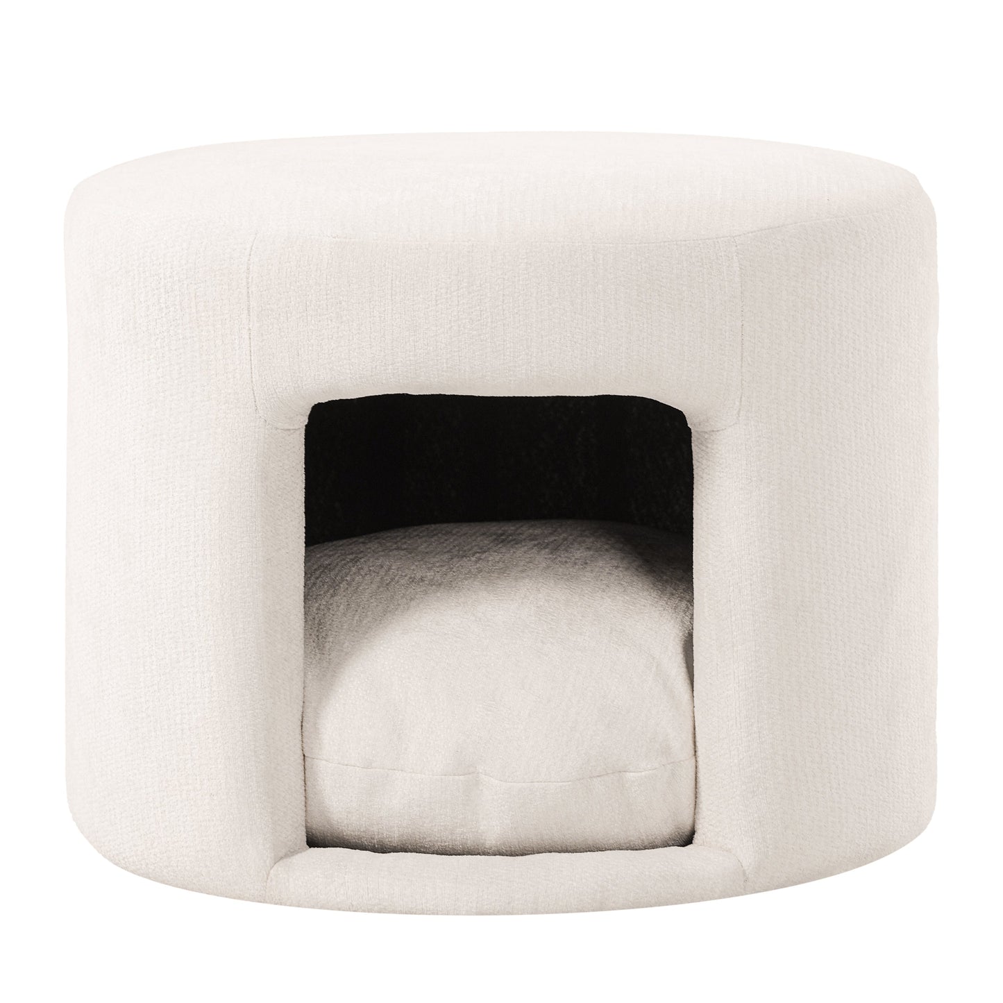 Beige pet-friendly ottoman with hidden storage nook and removable cushion by HouseOfZazla on Tampa Home & Garden Store