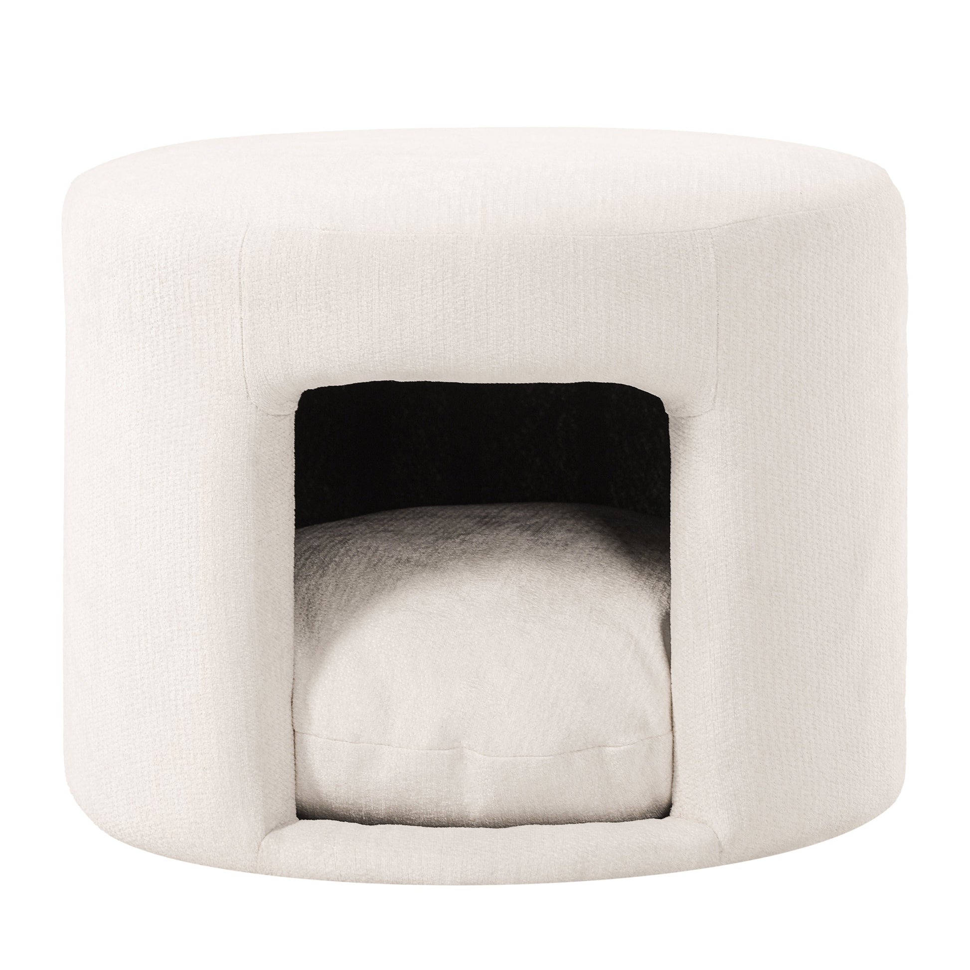Beige pet-friendly ottoman with hidden storage nook and removable cushion by HouseOfZazla on Tampa Home & Garden Store