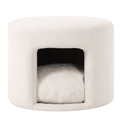 Beige pet-friendly ottoman with hidden storage nook and removable cushion by HouseOfZazla on Tampa Home & Garden Store
