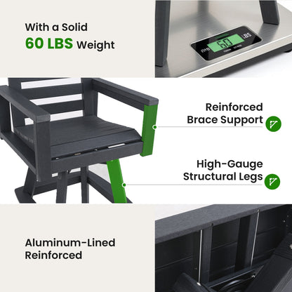 Outdoor 360° Swivel Bar Chair slate grey with green accent legs by HouseOfZazla on Tampa Home & Garden Store