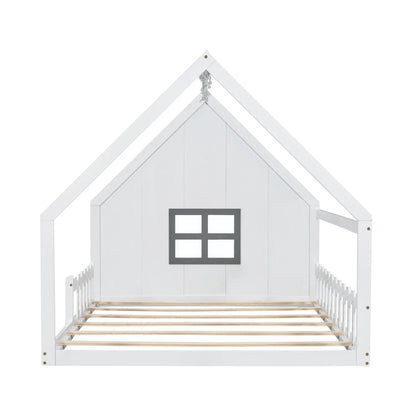 House Bed With Window and Fence Pine Wood Build