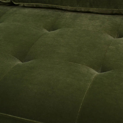 Nicholas mid-century modern olive green velvet stationary sofa seat cushion close-up on Tampa Home & Garden Store