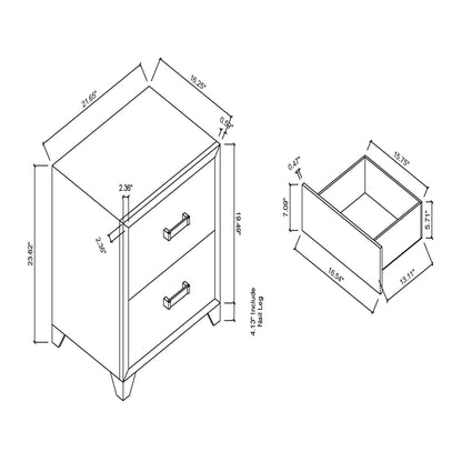 White nightstand with modern acrylic hardware, two-drawer accent table by HouseOfZazla on Tampa Home & Garden Store