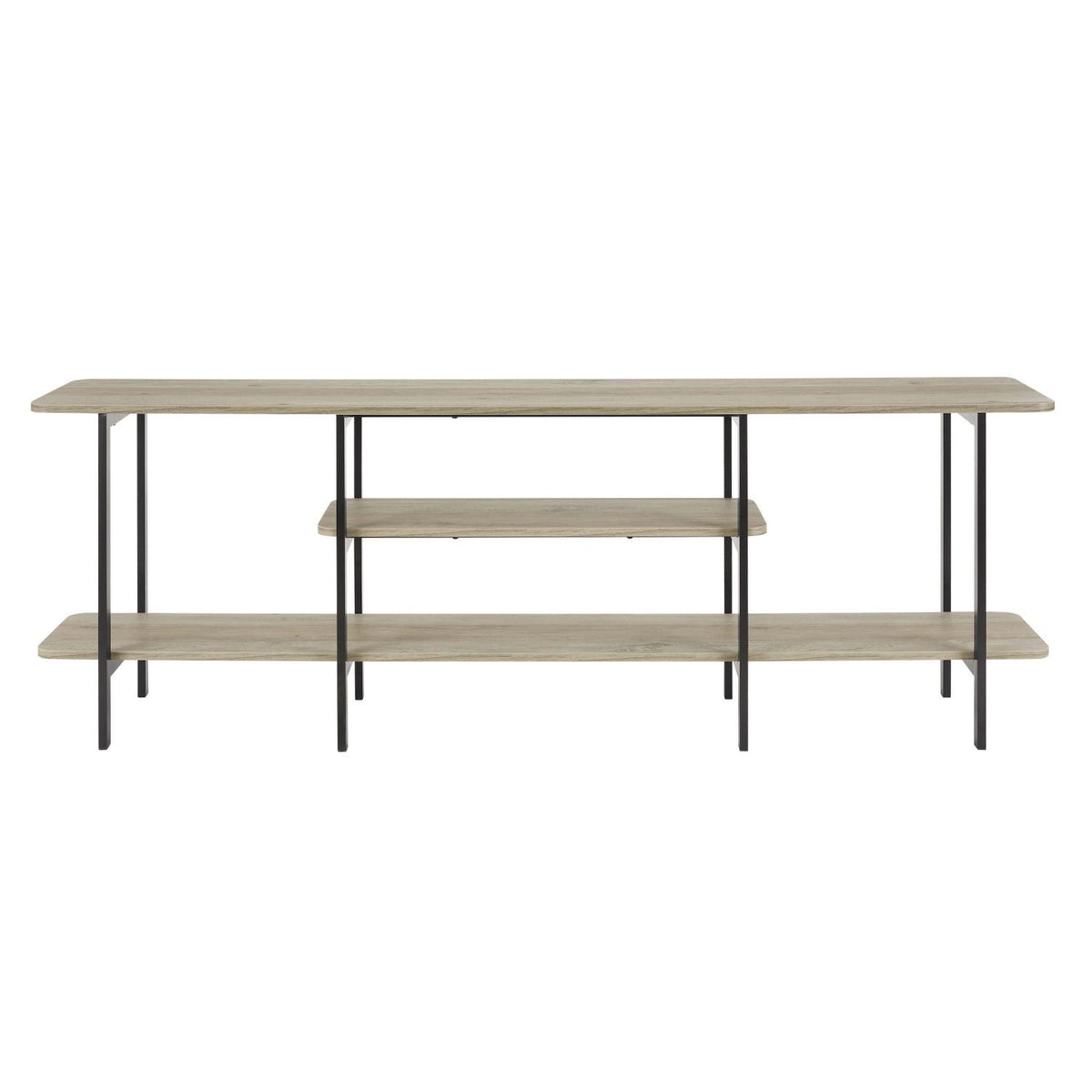 Celine 3-shelf console table with light wood veneer top and black metal frame by HouseOfZazla on Tampa Home & Garden Store