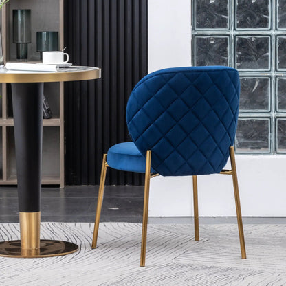 Amoa blue velvet dining chair with quilted back and gold legs by Unique Piece Furniture on Tampa Home & Garden Store