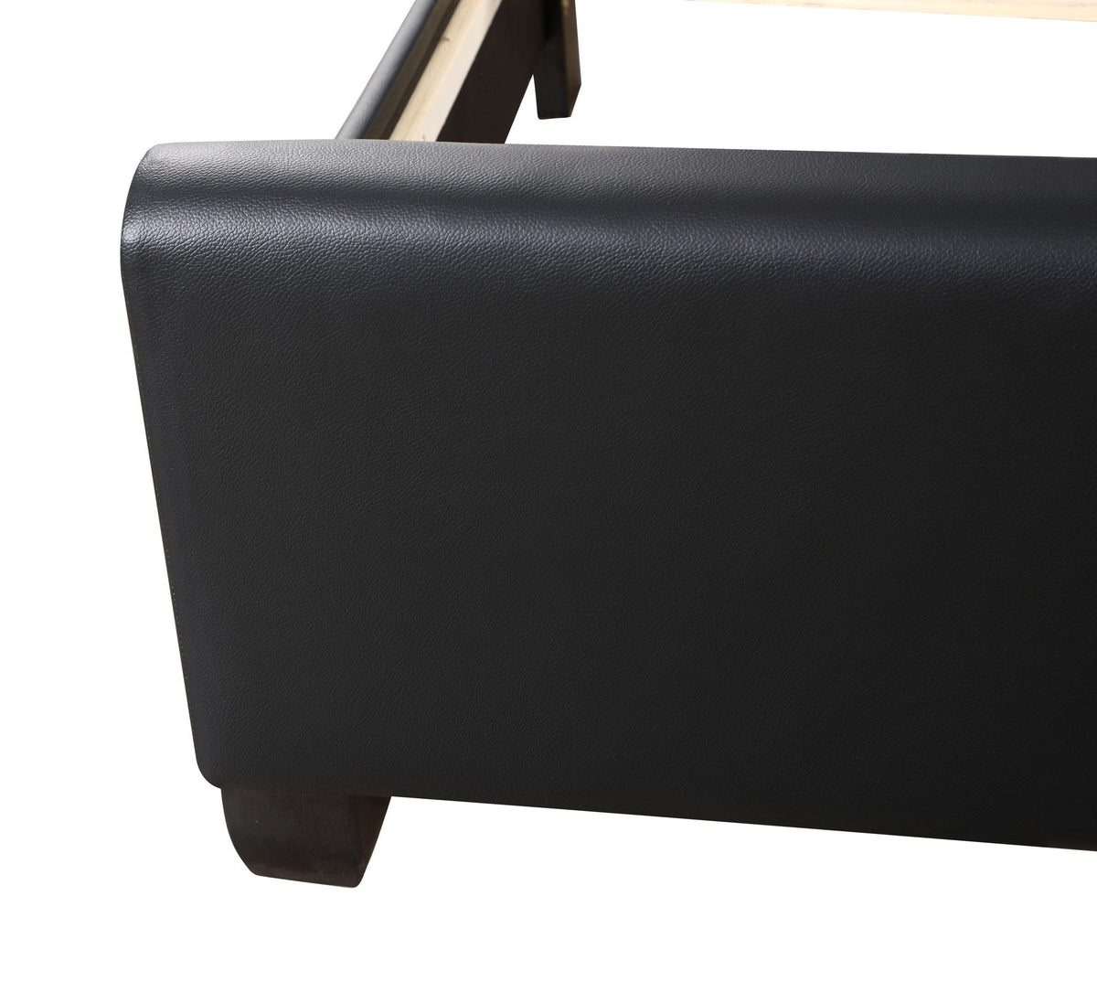 Tufted Upholstered Bed in black faux leather with wood leg by HouseOfZazla on Tampa Home & Garden Store