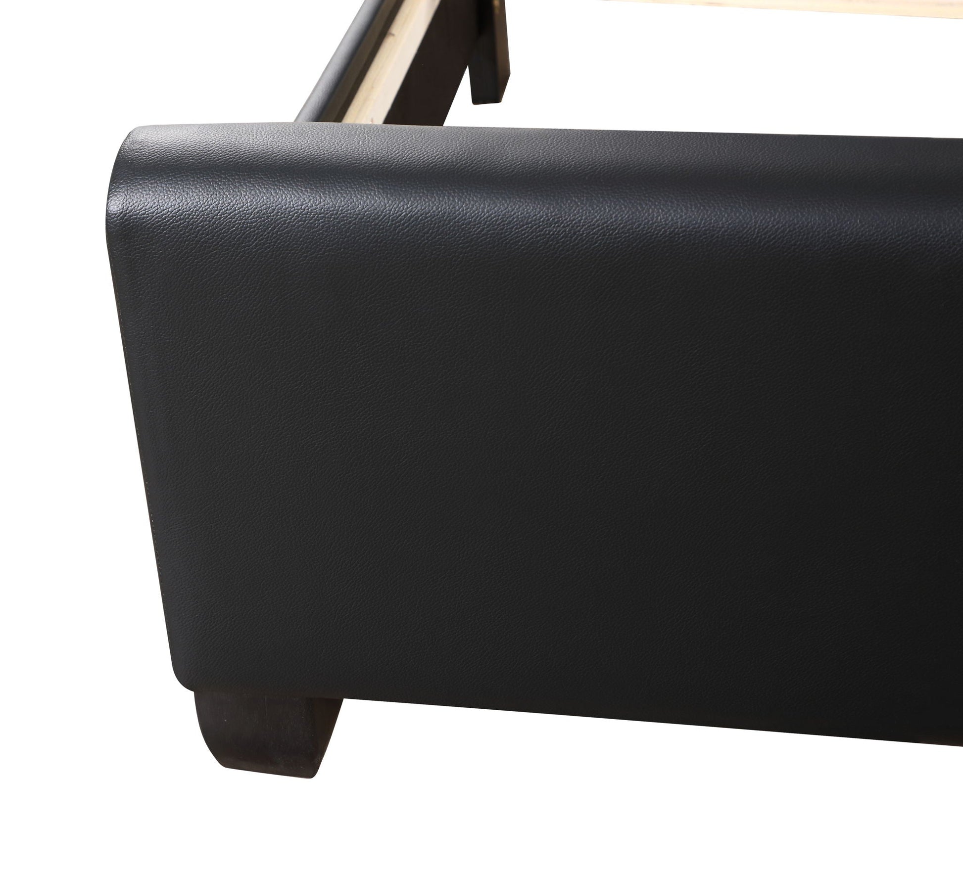 Tufted Upholstered Bed in black faux leather with wood leg by HouseOfZazla on Tampa Home & Garden Store