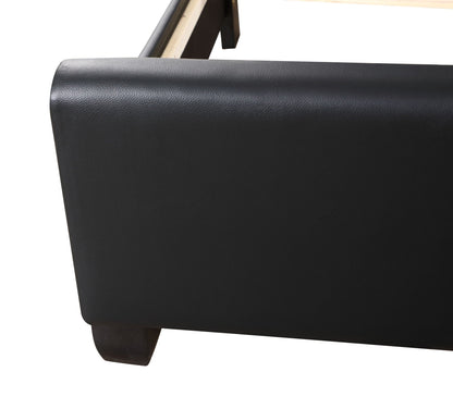 Tufted Upholstered Bed in black faux leather with wood leg by HouseOfZazla on Tampa Home & Garden Store