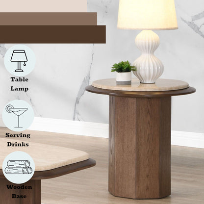 Walnut end table with travertine top, contemporary design by HouseOfZazla on Tampa Home & Garden Store