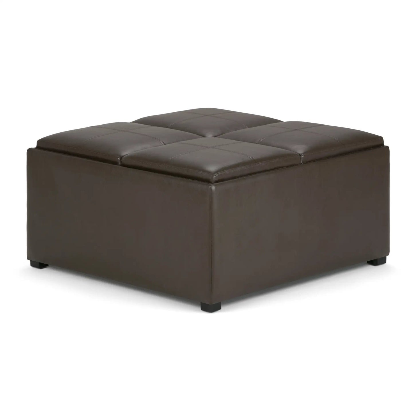 Storage ottoman in dark brown leather with grid-stitched top by Unique Piece Furniture on Tampa Home & Garden Store