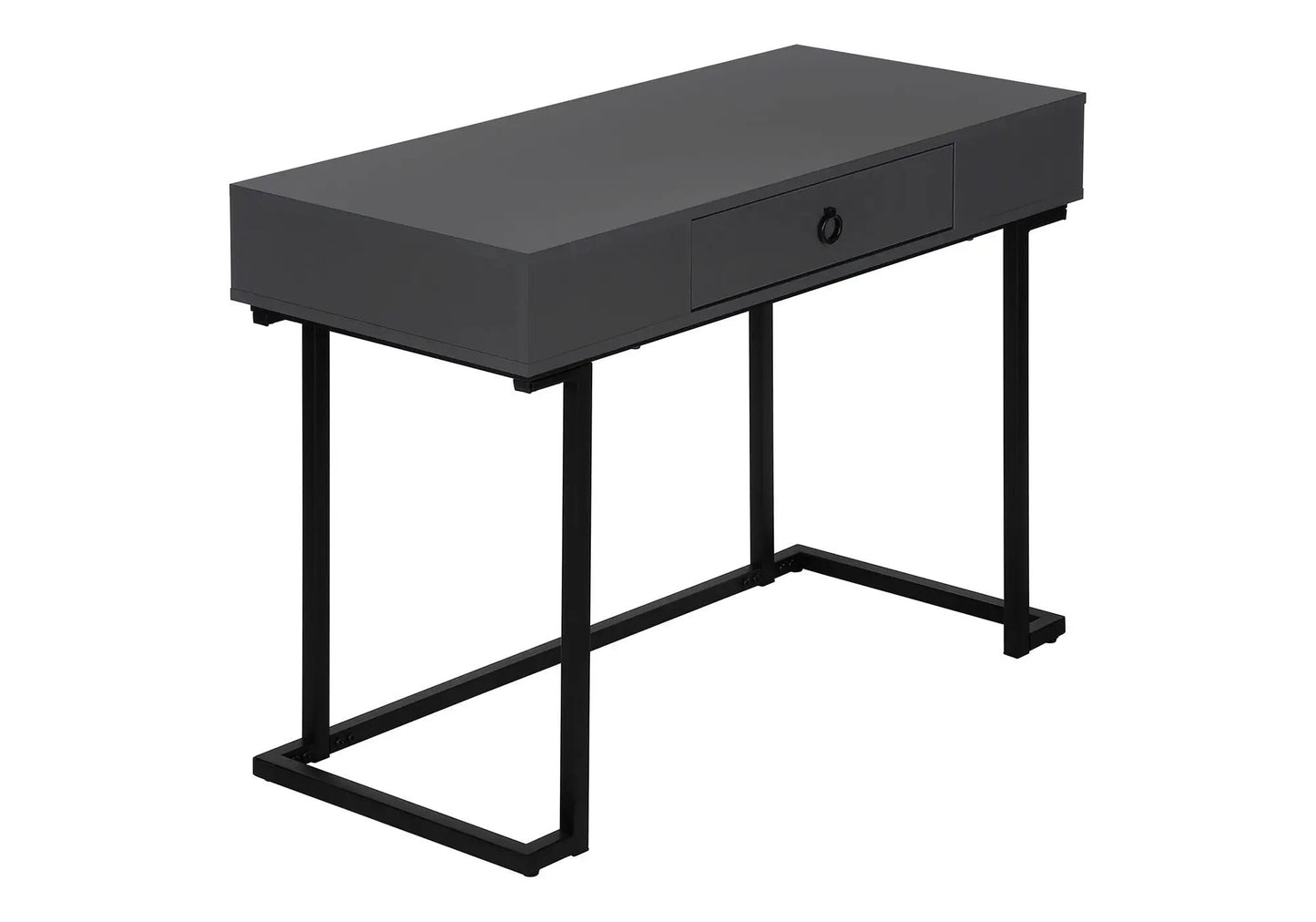 Computer desk for home office glossy black finish with storage drawer and metal frame on Tampa Home & Garden Store