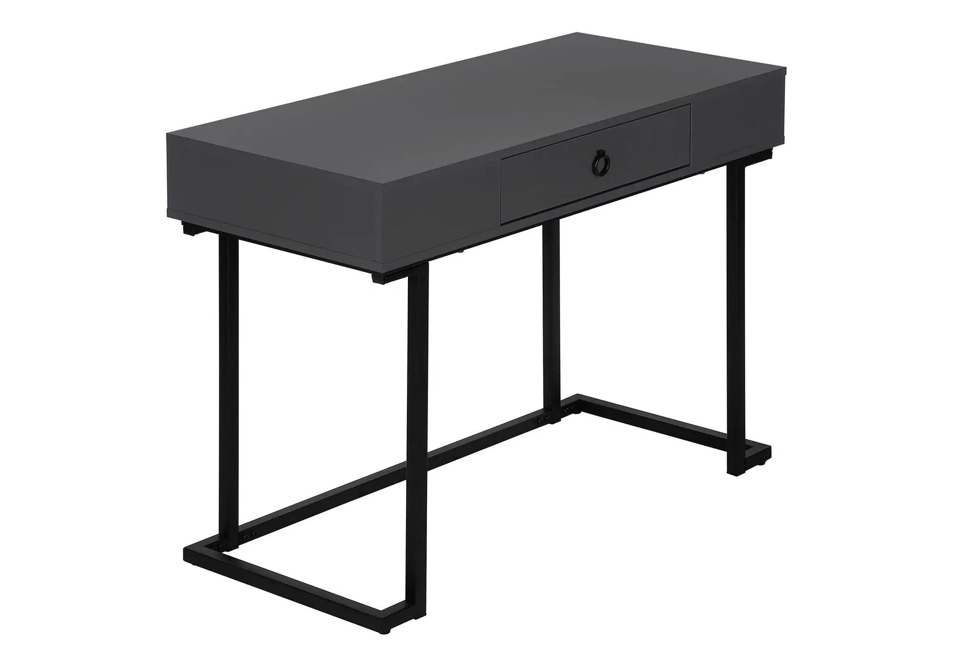 Computer desk for home office glossy black finish with storage drawer and metal frame on Tampa Home & Garden Store