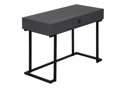 Computer desk for home office glossy black finish with storage drawer and metal frame on Tampa Home & Garden Store