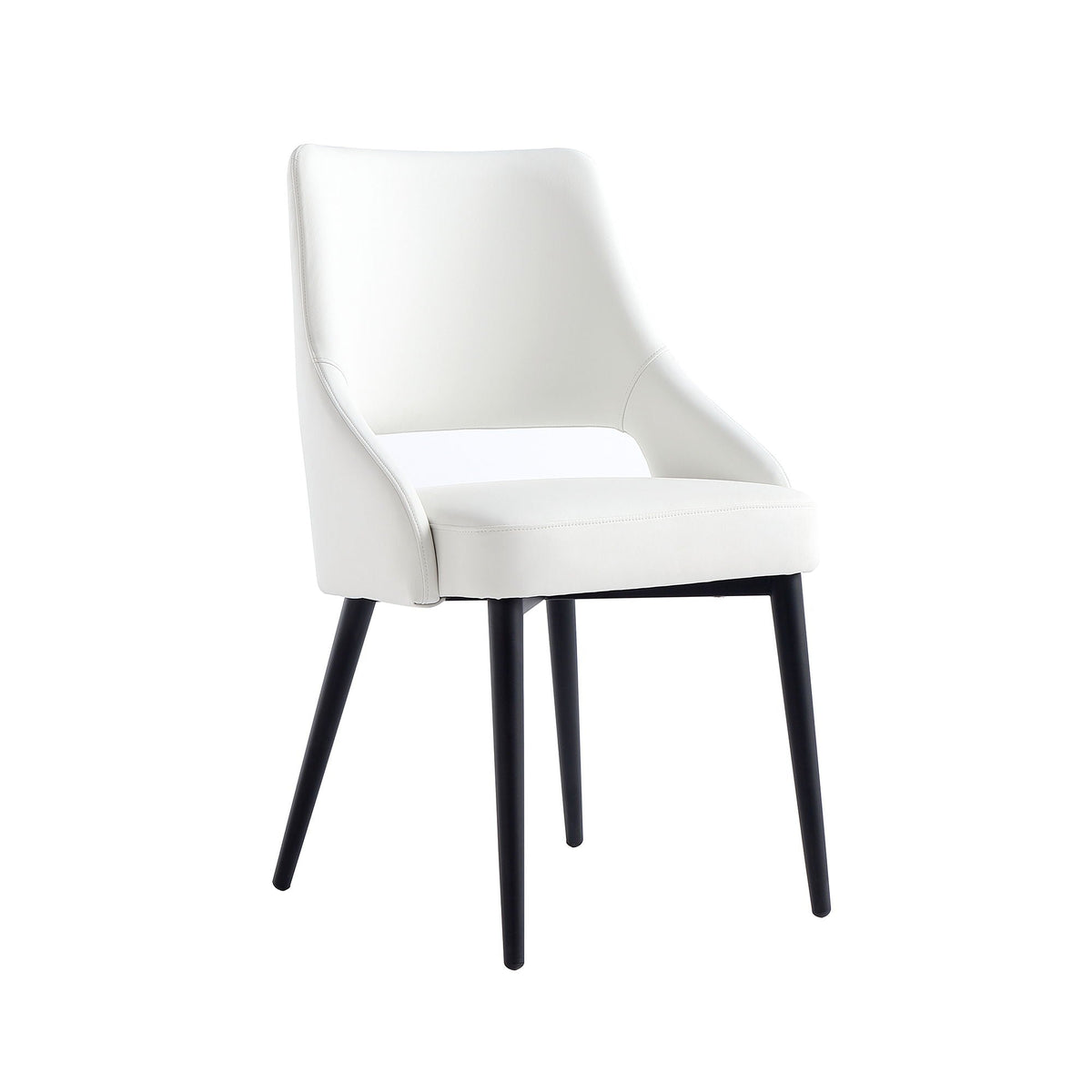 Tremont Dining Chair with steel frame in white upholstery, black metal legs by HouseOfZazla on Tampa Home & Garden Store